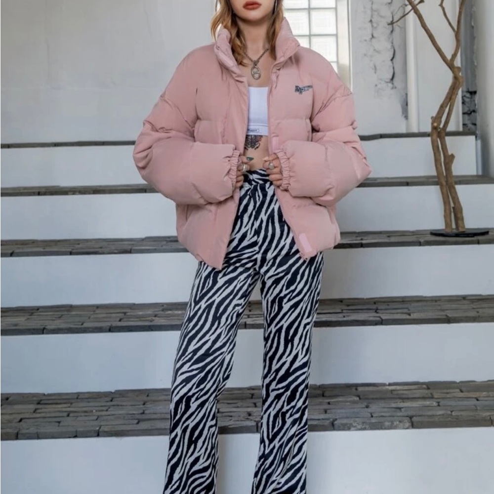 Shein COLDBREAK Letter Graphic Zip Up Puffer Coat - Picture 2 of 7